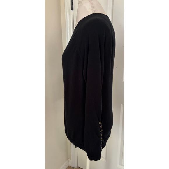 J. McLaughlin Large Black Long Sleeve Button Sweater Jamey Sweater - Picture 2 of 6